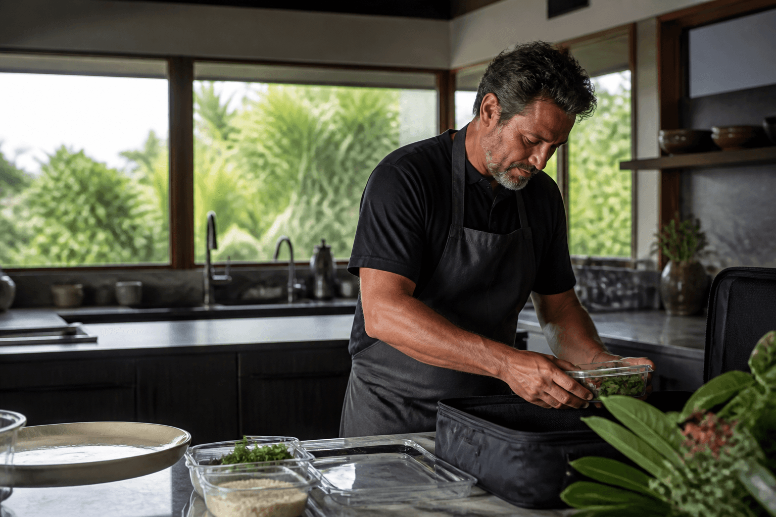 An ʻEleʻele south-west house kitchen — between Kalāheo and the west, plated evening, inquiry.